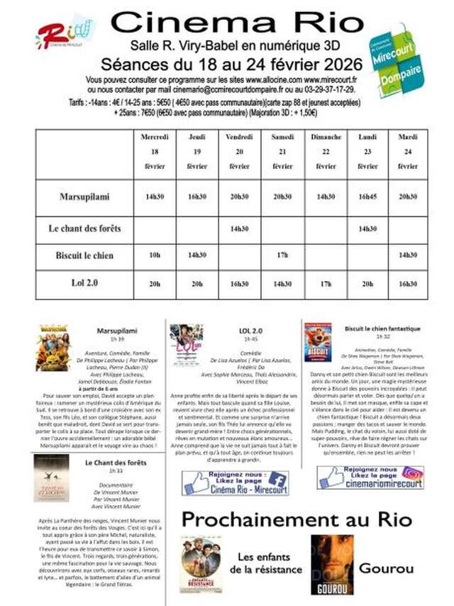 Cinéma le Rio - films de la semaine