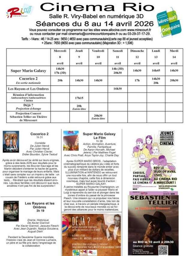 Cinéma le Rio - films de la semaine