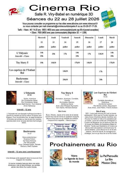 Cinéma le Rio - films de la semaine