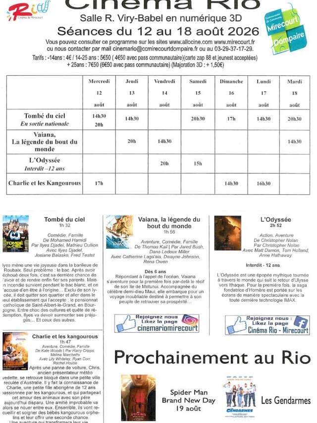 Cinéma le Rio - films de la semaine