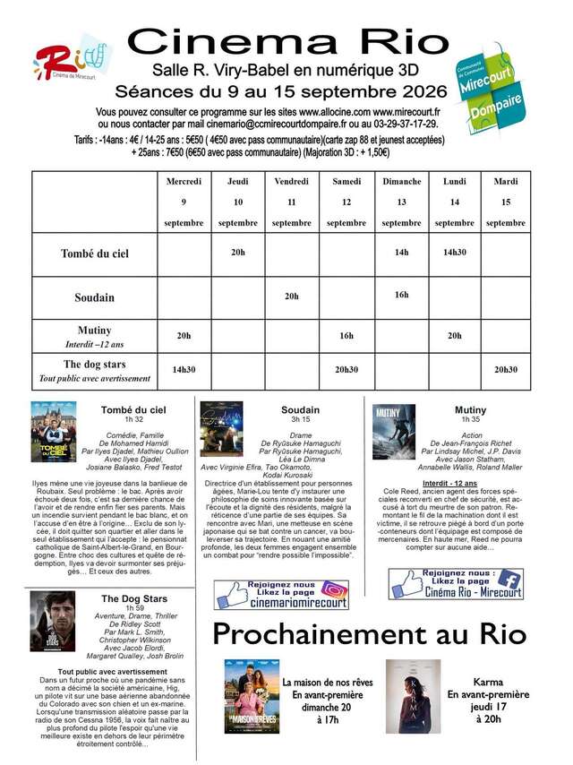Cinéma le Rio - films de la semaine