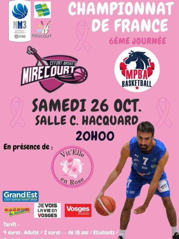 MATCH DE BASKET MASCULIN NM3 : EFFORT BASKET MIRECOURT CONTRE LONGWY-REHON