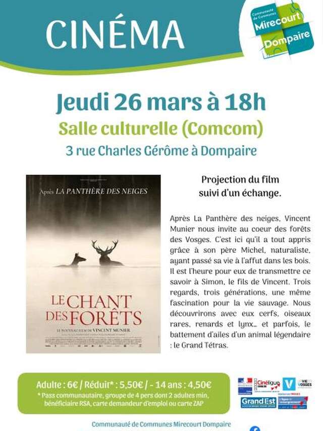 Cinéma - Le Chant des Forêts et séance suivie d’un échange