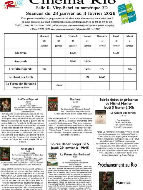 Cinéma le Rio - films de la semaine