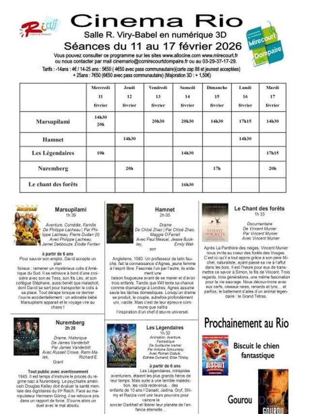 Cinéma le Rio - films de la semaine