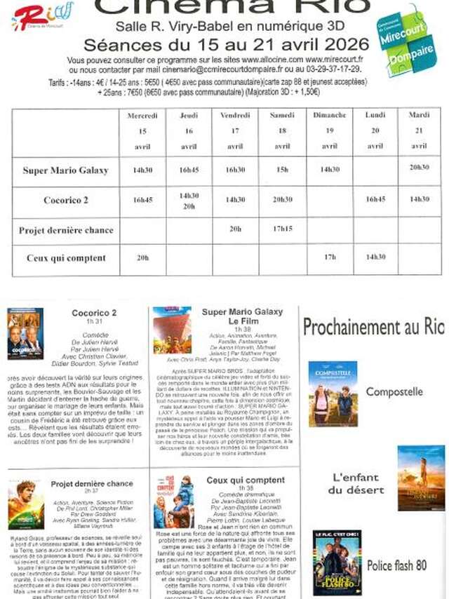 Cinéma le Rio - films de la semaine