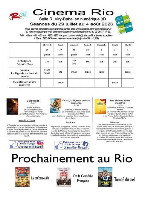 Cinéma le Rio - films de la semaine