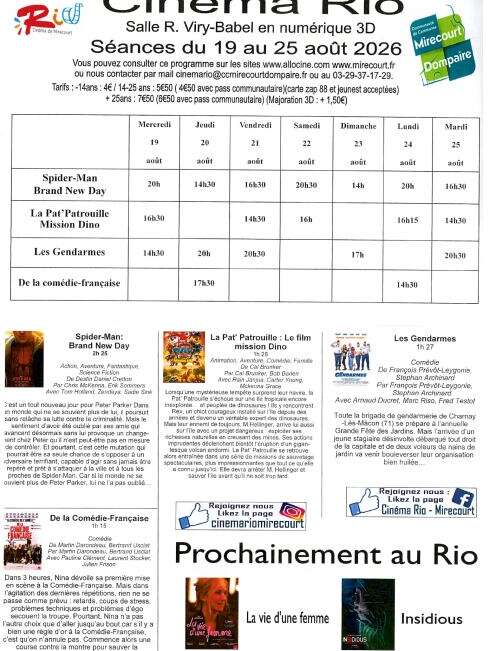 Cinéma le Rio - films de la semaine