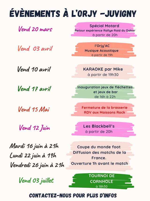 Soirées à la Brasserie Orjy