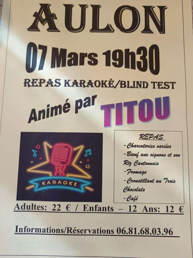 Soirée repas karaoké/blind test