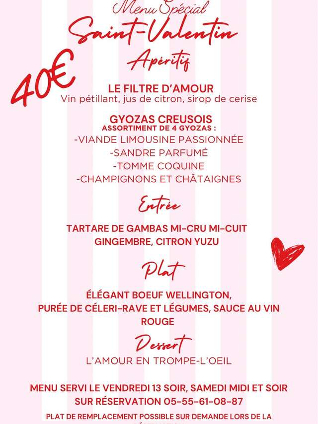 Menu Spécial Saint Valentin