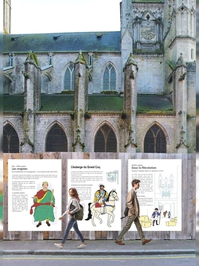 Exposition sur les murs du chantier de l'église Saint-Pierre