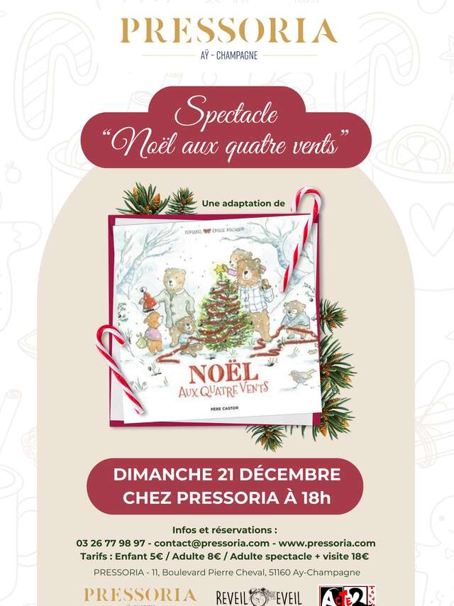 Spectacle pour enfants « Noël aux quatre vents » à Pressoria
