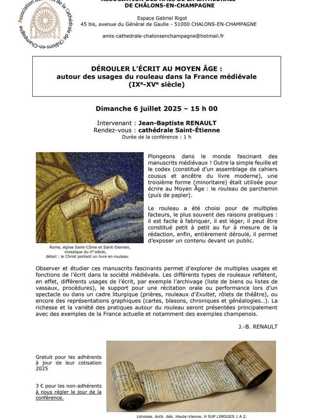 Conférence : Dérouler l'écrit au Moyen-Âge
