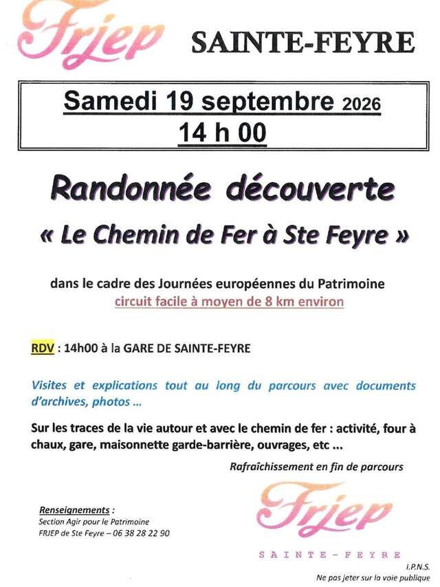 Journées du patrimoine : Randonnée découverte "Le chemin de fer à Sainte-Feyre"