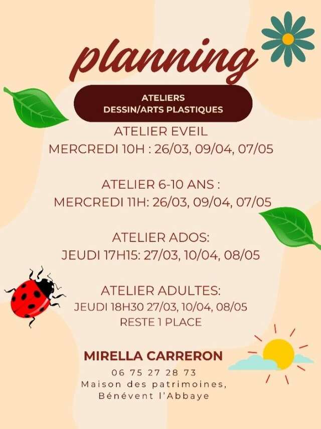 Ateliers Adultes Dessins Peinture de Mirella