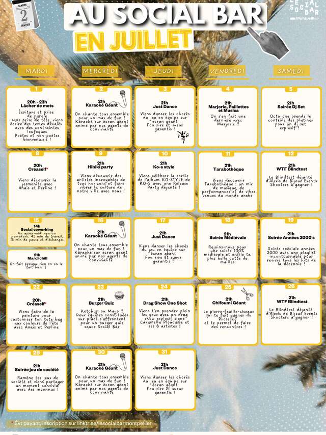 PROGRAMME JUILLET SOCIAL BAR
