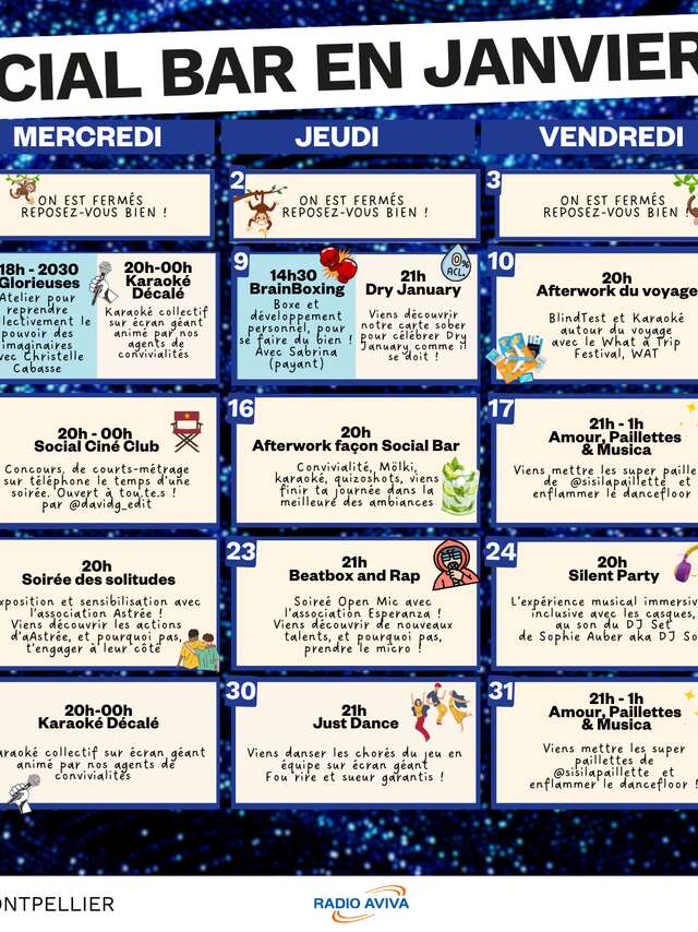 PROGRAMME JANVIER SOCIAL BAR