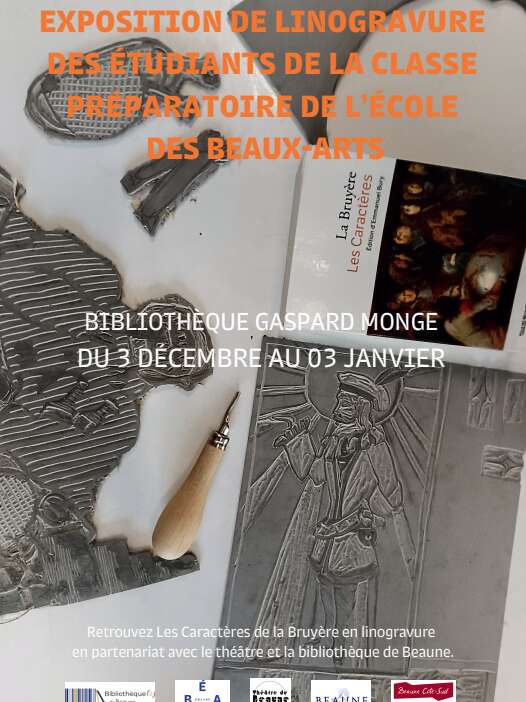 Exposition de linogravure des étudiants de la classe préparatoire - école des beaux-arts