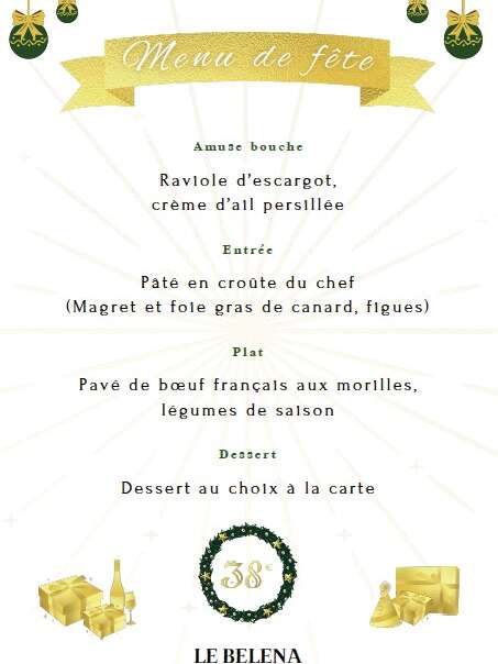 Menu de fête au Belena
