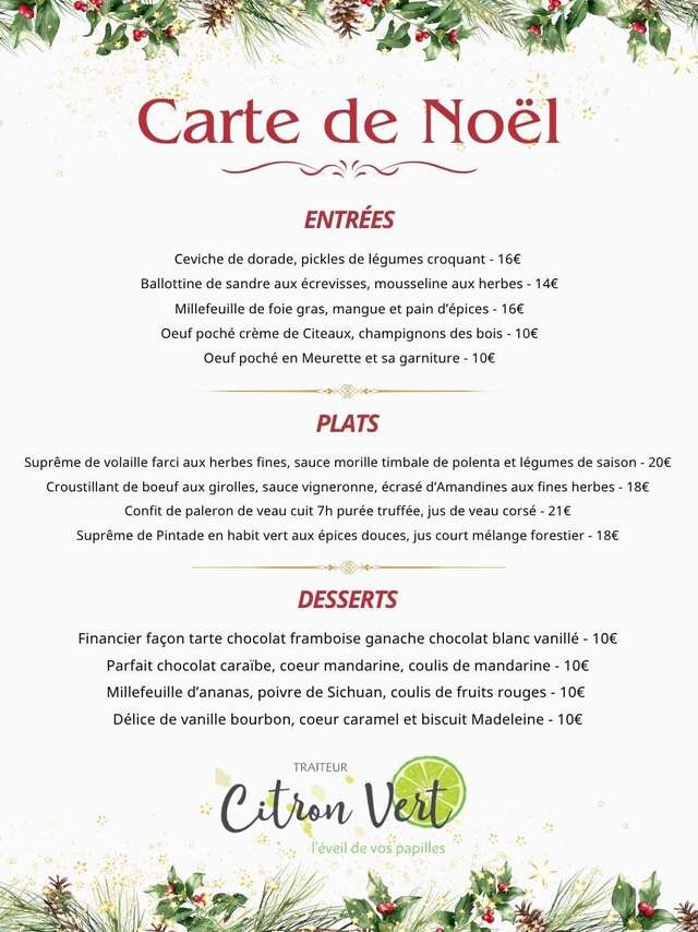 Fêtes de fin d'année 2025 - Citron Vert traiteur