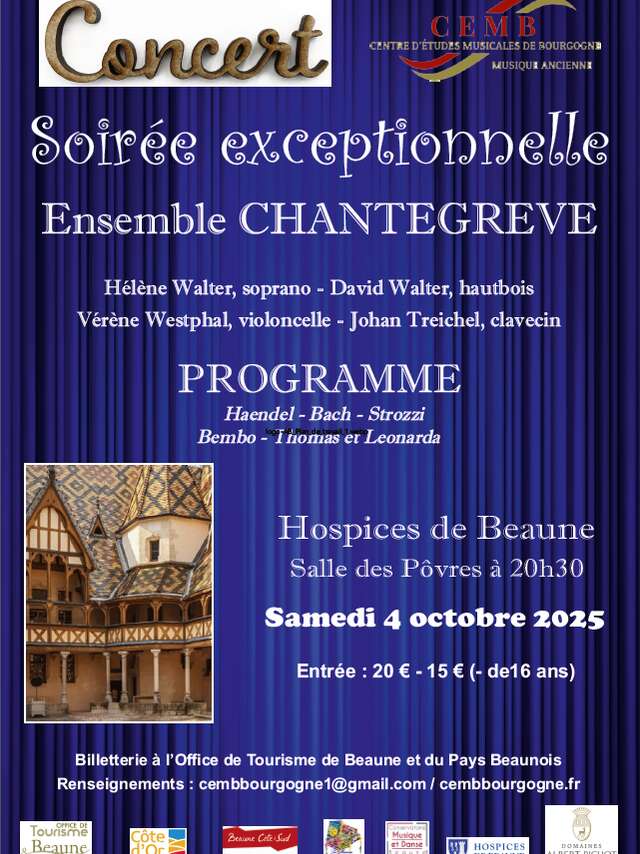 Concert et Après-concert - soirée exceptionnelle : Ensemble CHANTEGREVE