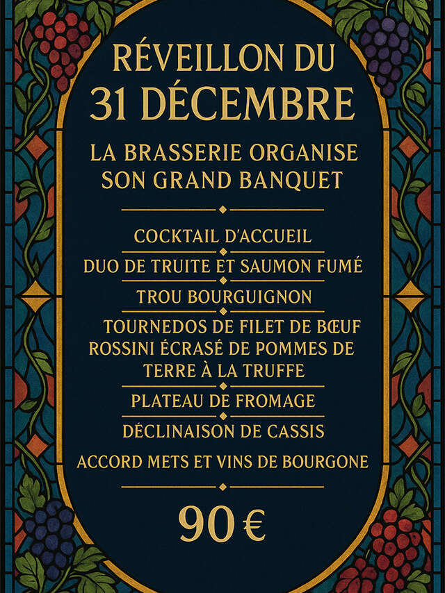 Réveillon du 31 décembre à la Brasserie des Halles
