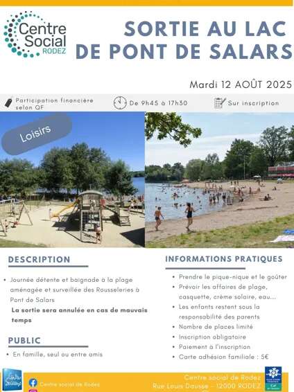 Baignade au lac de Pont de Salars avec le Centre social de Rodez