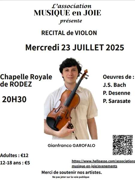 Concert : Récital de violon à la Chapelle Royale