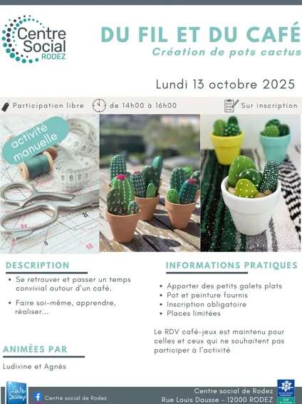 Atelier "Du Fil et du Café" avec le centre social de Rodez