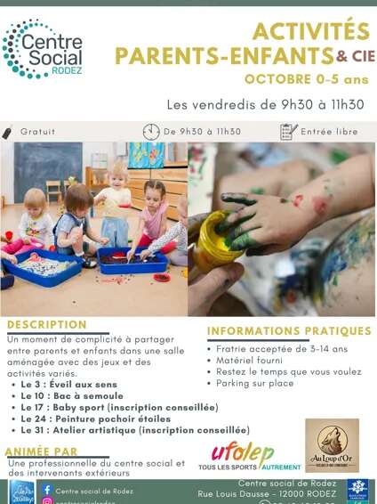 Activités Parents-Enfants 0-5 ans - Mois d'octobre