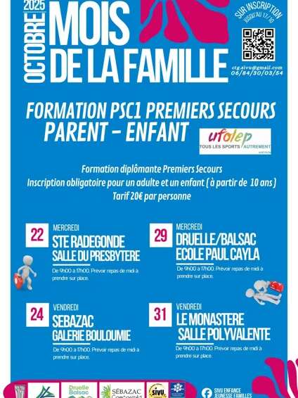 Formation PSC1 premiers secours parent et enfant