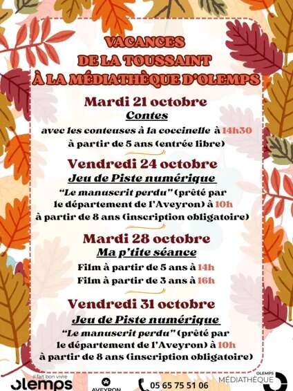 Vacances de la Toussaint à la médiathèque