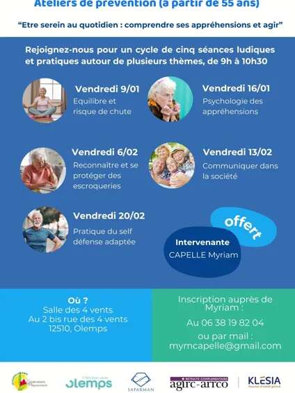 Ateliers de prévention : "Être serein au quotidien, comprendre ses appréhensions et agir"