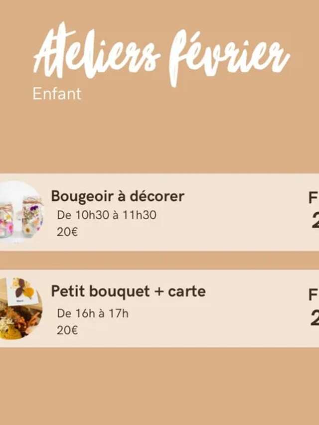 Atelier Enfant Art Floral : Petit bouquet et Carte