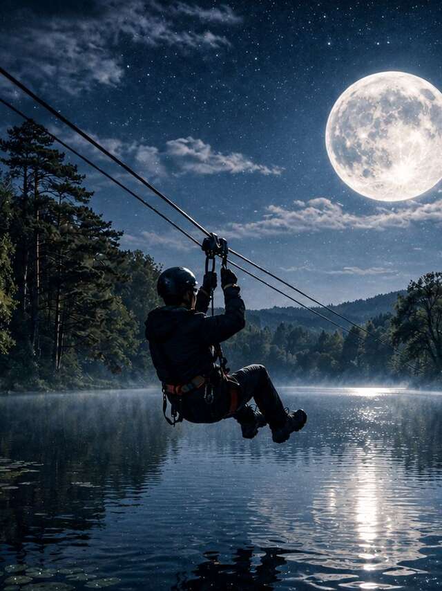 Tyrolienne au clair de lune !