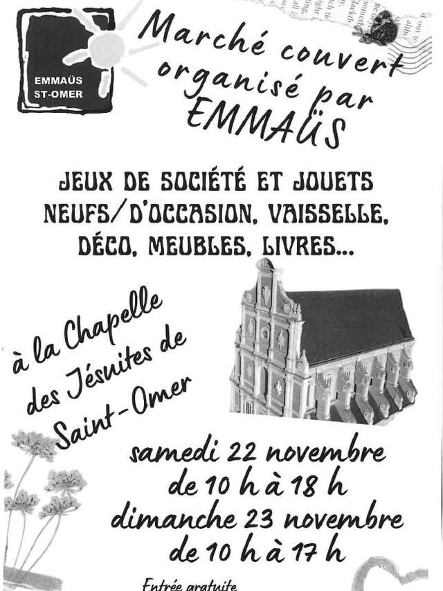 Marché couvert organisé par Emmaüs