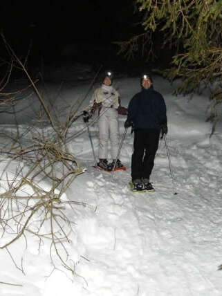 Randonnée en raquettes nocturne avec repas au chalet d'alpage