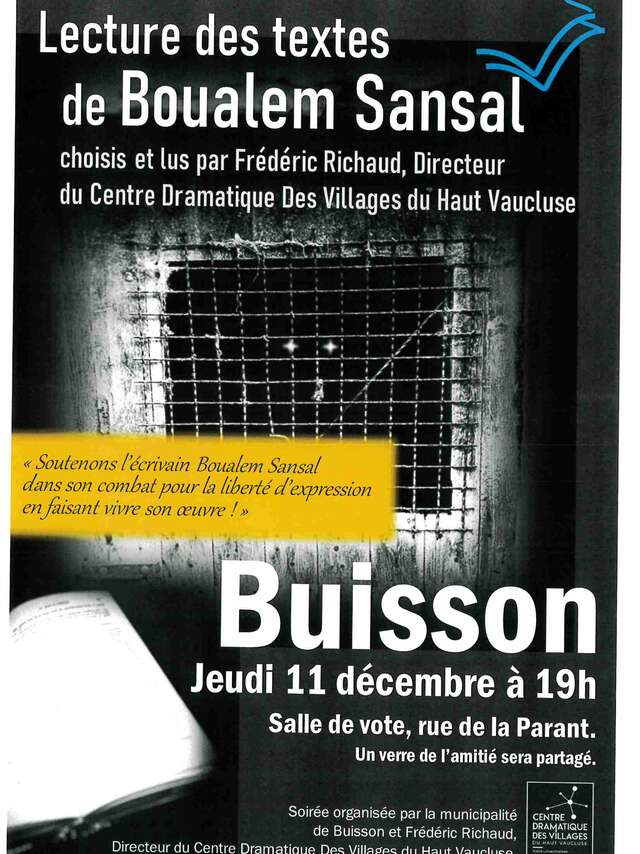 Lecture des textes de Boualem Sansal - Centre Dramatique des Villages