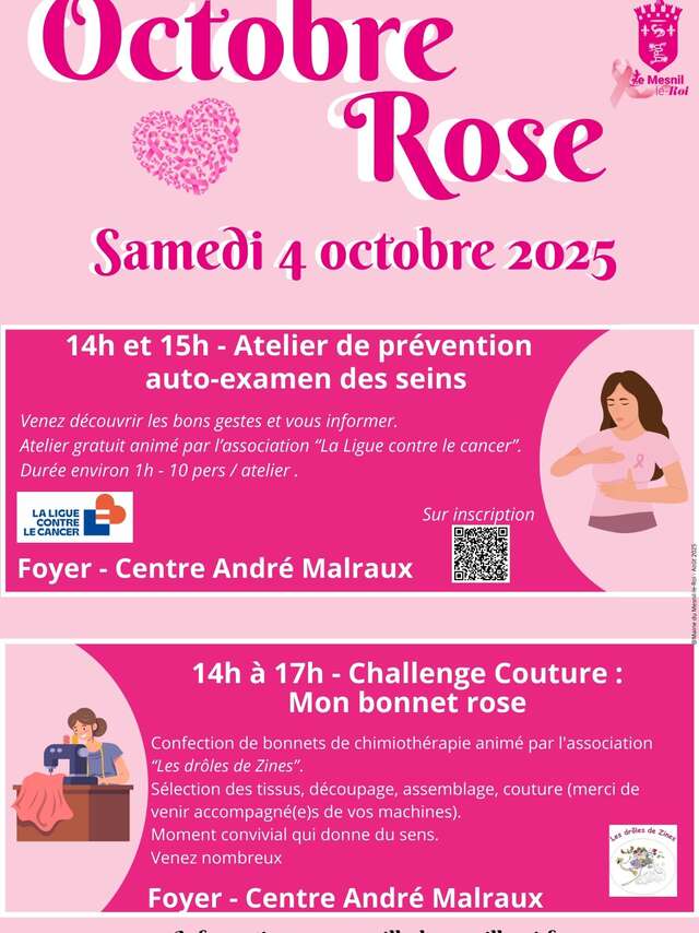 Octobre Rose : Atelier couture et atelier prévention
