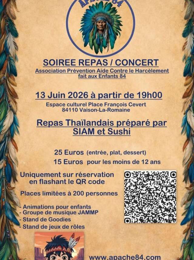 Soirée repas & concert - Association Apache 84