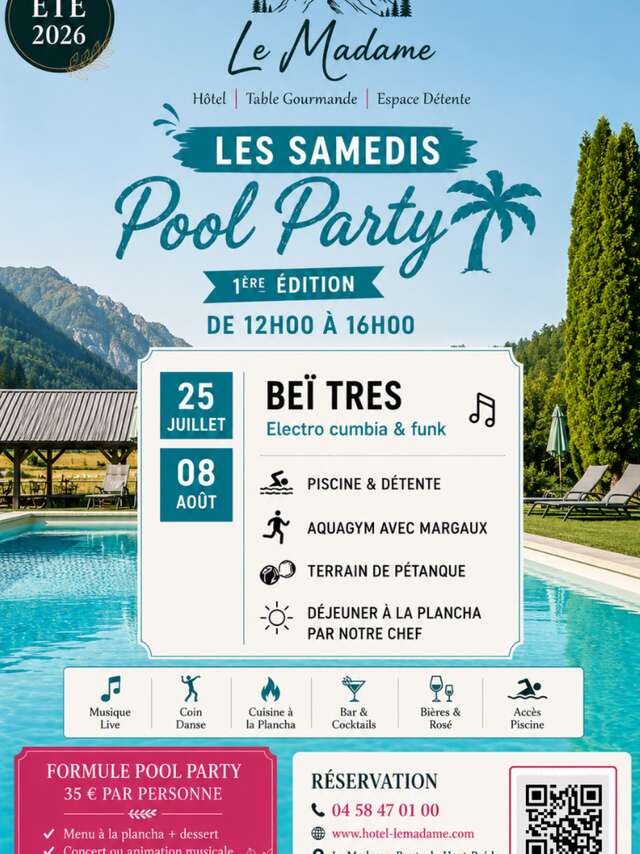 Les samedis Pool Party à l'hôtel Le Madame