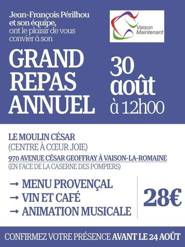 Grand Repas annuel - Vaison Maintenant