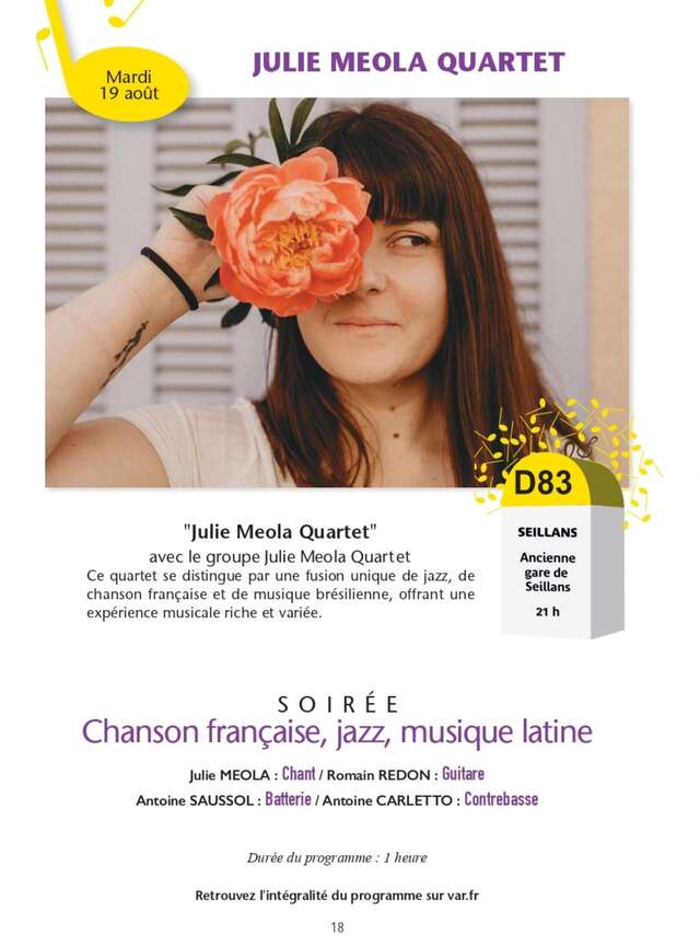 Les voix départementales - concert Julie MEOLA QUARTET