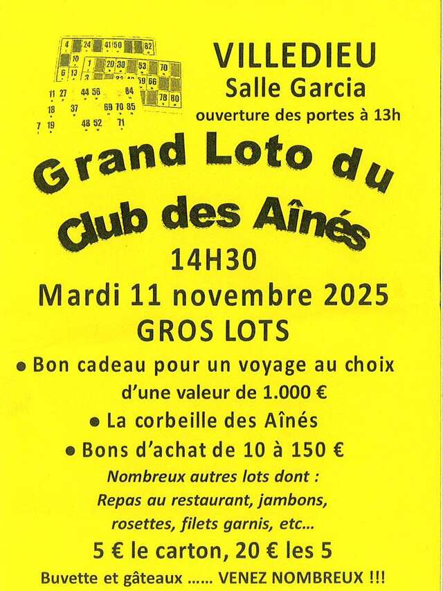 Grote loterij georganiseerd door de Club des Aînés