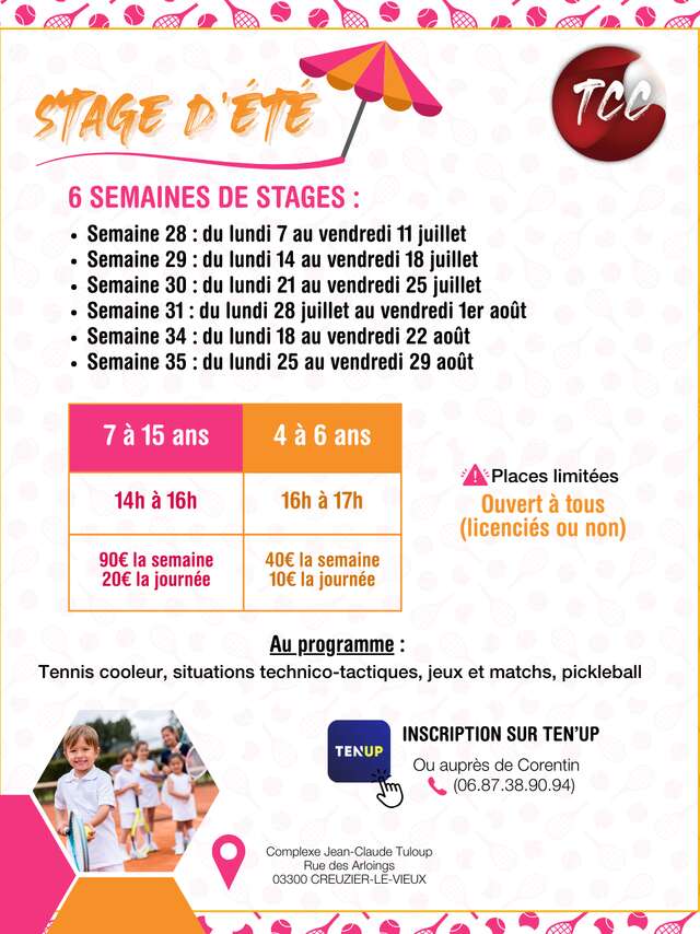 Stage d'été - Tennis Club Creuziérois