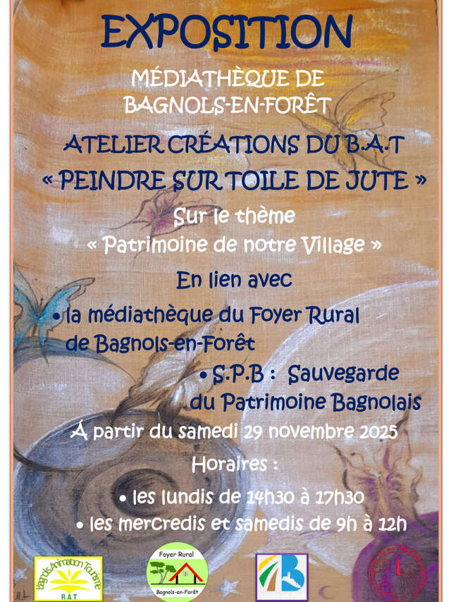 Exposition de tableaux "Peindre sur toile de jute"
