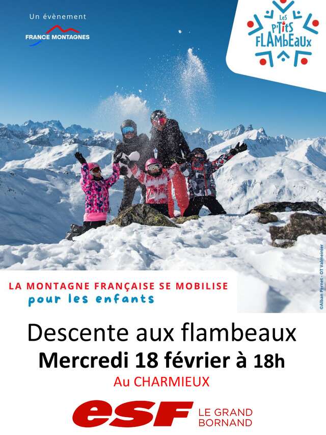 Descente aux flambeaux solidaire "Les P'tits Flambeaux" avec l'ESF