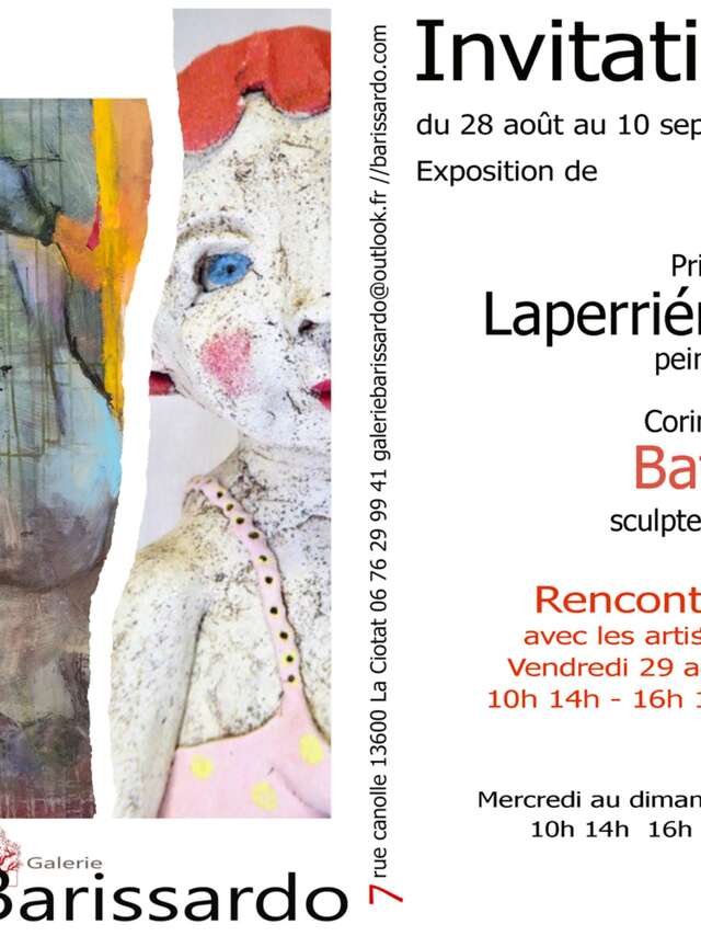 Exhibition of paintings and sculptures by Prisca Laperriére and Corinne Baty