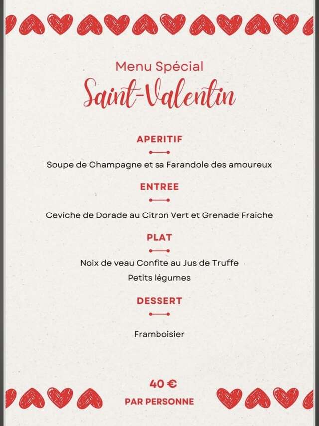 Menu speciale di San Valentino